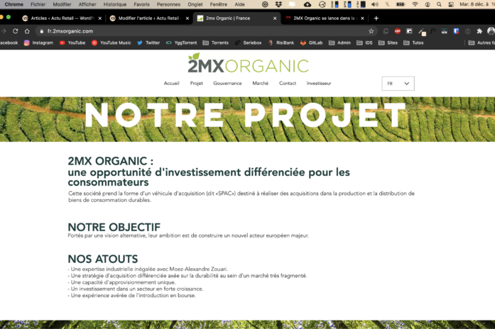 Screenshot du site 2MX Organic